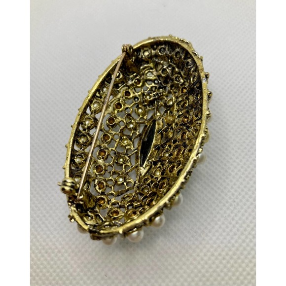 Vintage Signed ART Huge Pearl & Rhinestone Brooch - Picture 5 of 5